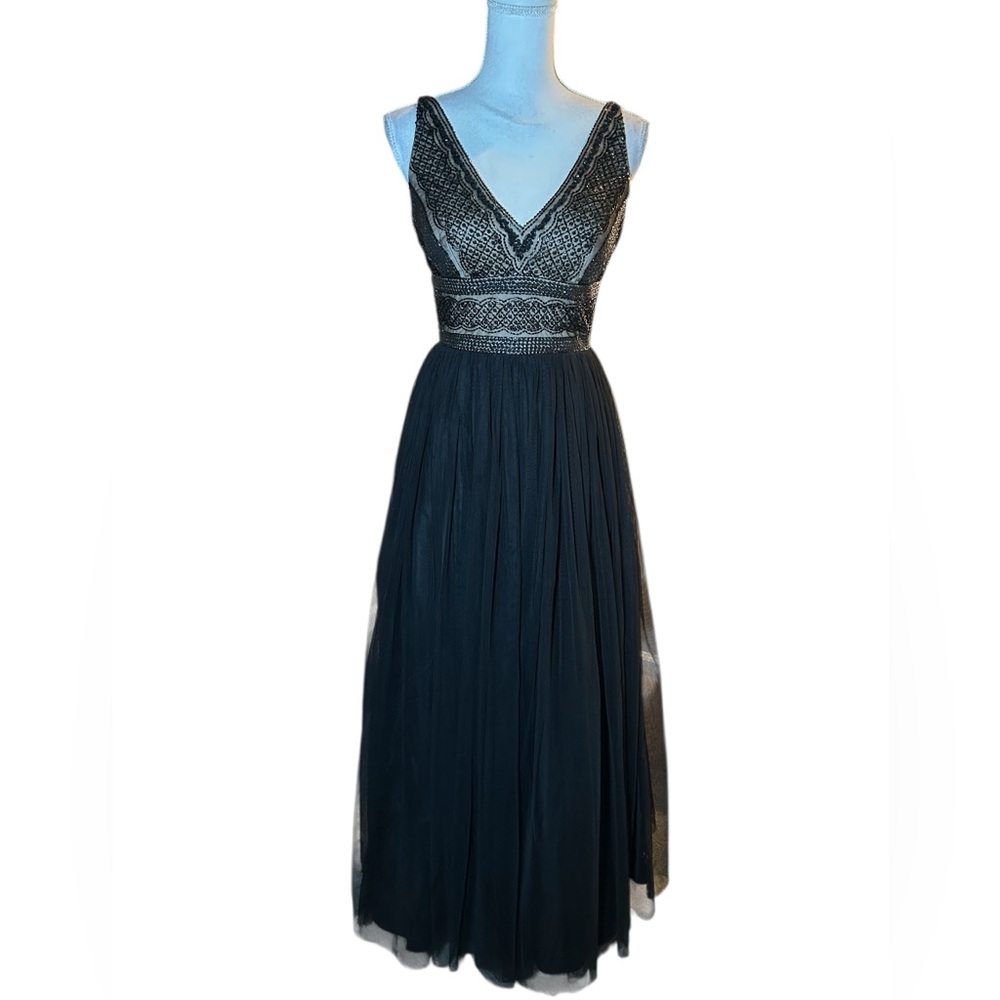 Aidan Mattox Black Backless Gown